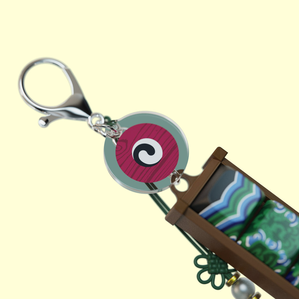 Sungnyemun Dancheong keycap keychain with a round taegeuk charm