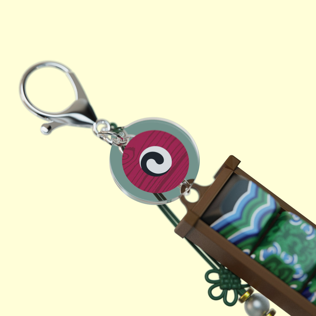 Sungnyemun Dancheong keycap keychain with a round taegeuk charm